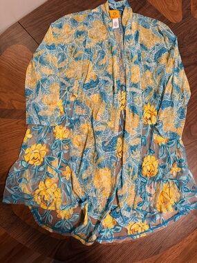 Ruby Rd Women’s Embroidered 3/4 sleeve open front cardigan Size L